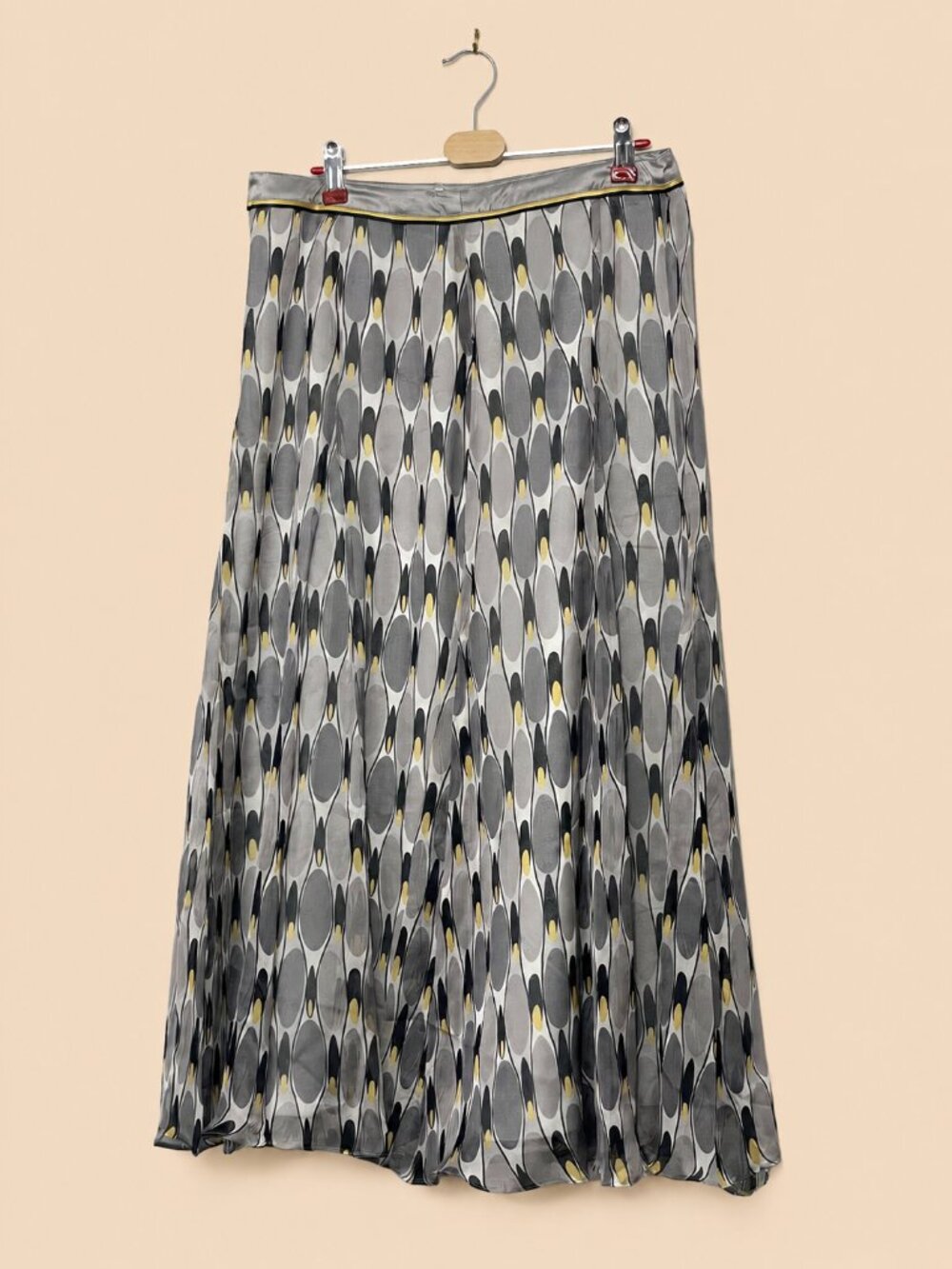 Gil Bret 100% Silk Patterned Mid Length Skirt US10 Size